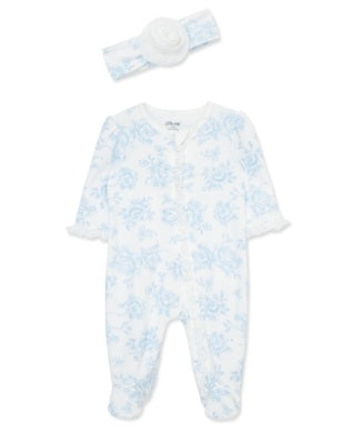 Blue Roses Floral Footie