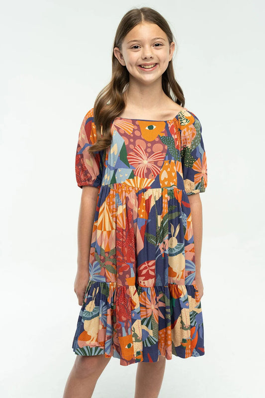 Colorful Floral Briton Court Dress
