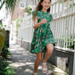 Green floral dress with flutter sleeves