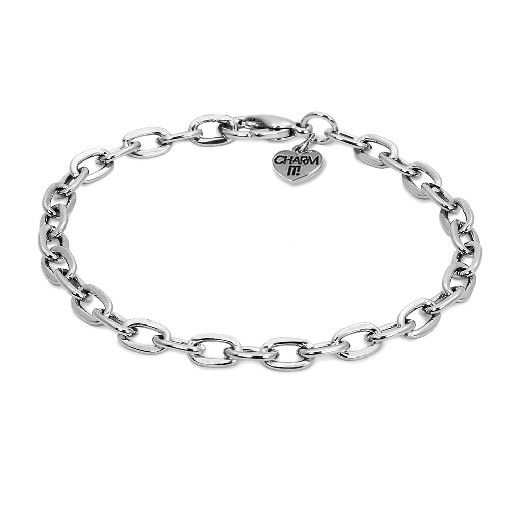 Beautiful silver chain bracelet designed to add charms to it. 