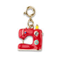 Red sewing machine charm with gold accents