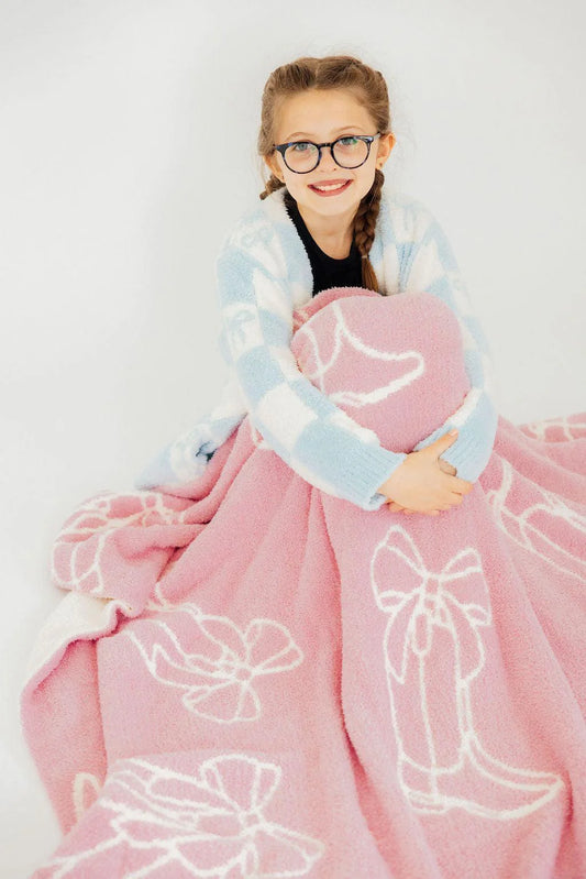 Baby Pink Cowgirl Boots Cozy Blanket