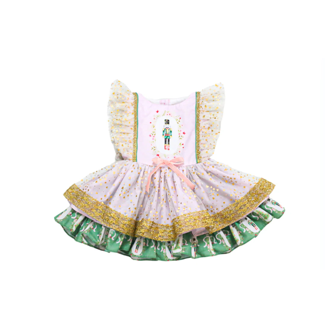 Children's nutcracker dress with gold accents