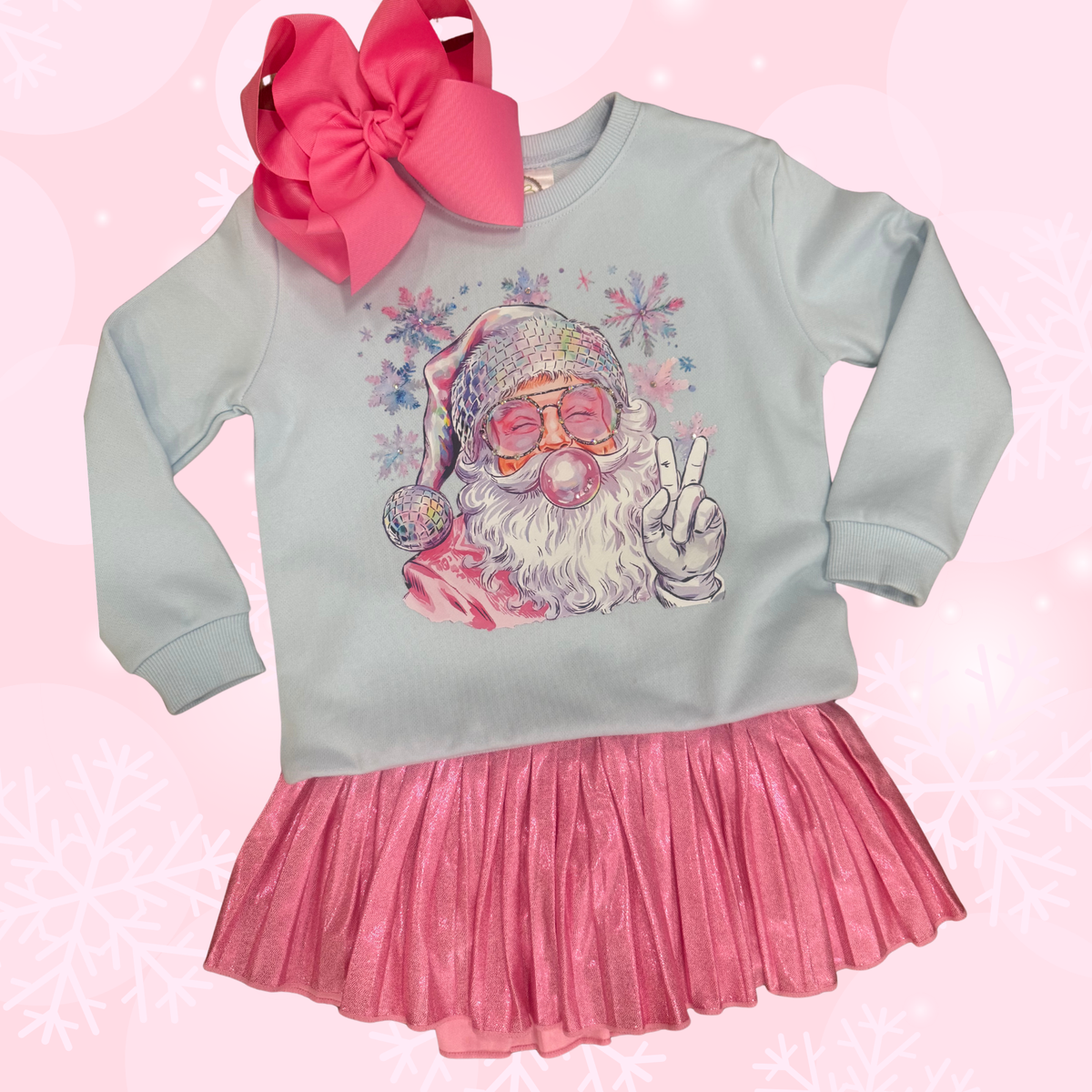 Disco Santa Sweatshirt // Light Blue