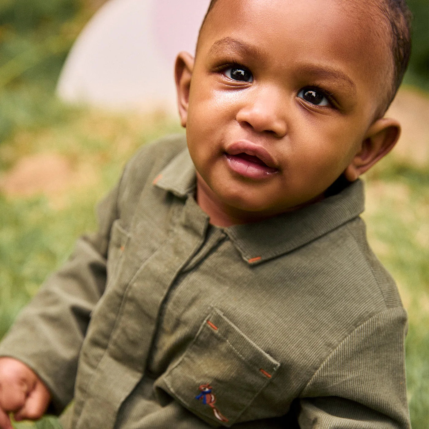 Green Corduroy Boy Romper