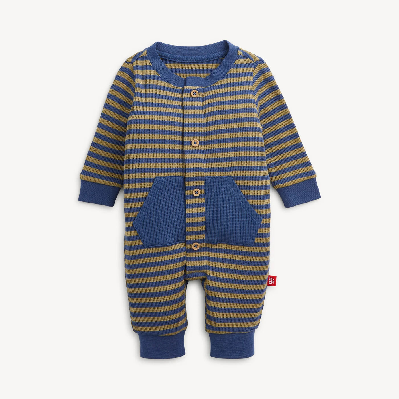 Waffle Green Stripe Boys Romper