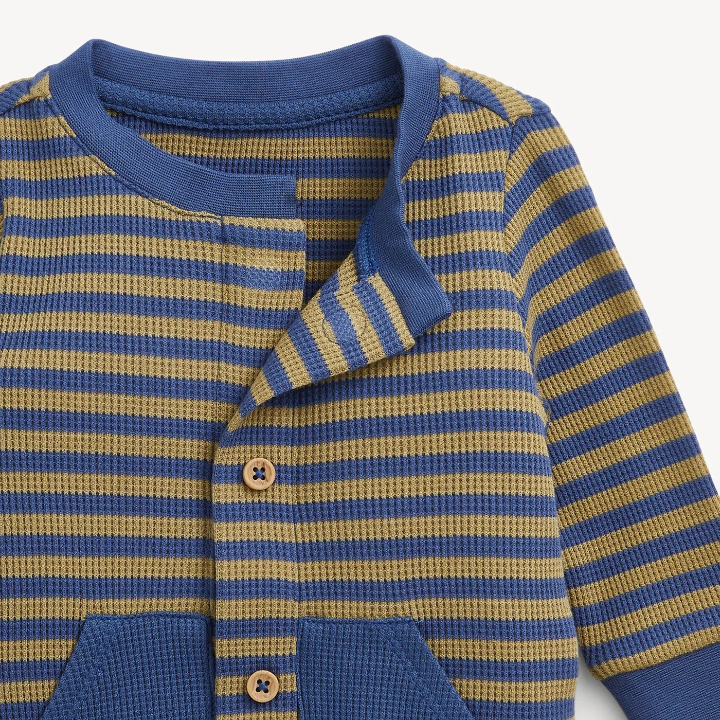 Waffle Green Stripe Boys Romper