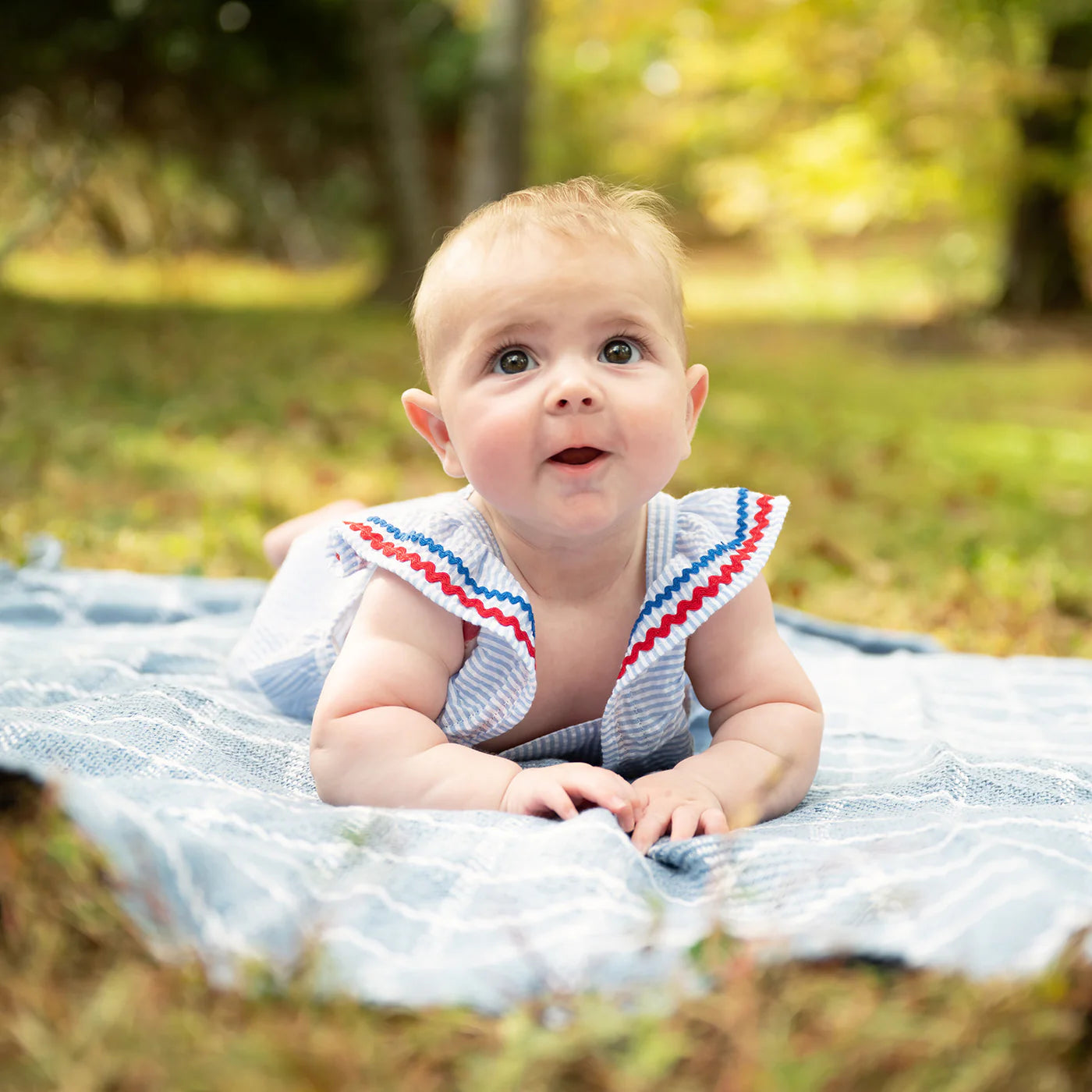 Searsucker Stripe Flutter Romper