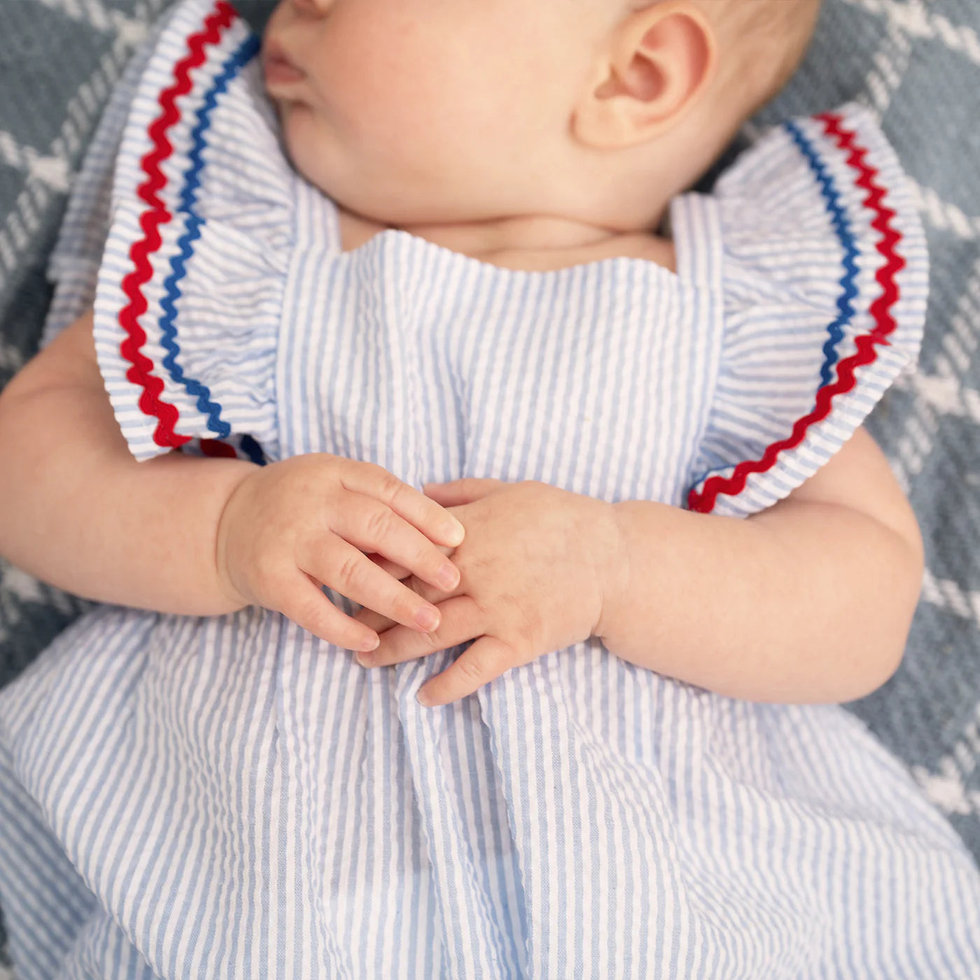 Searsucker Stripe Flutter Romper