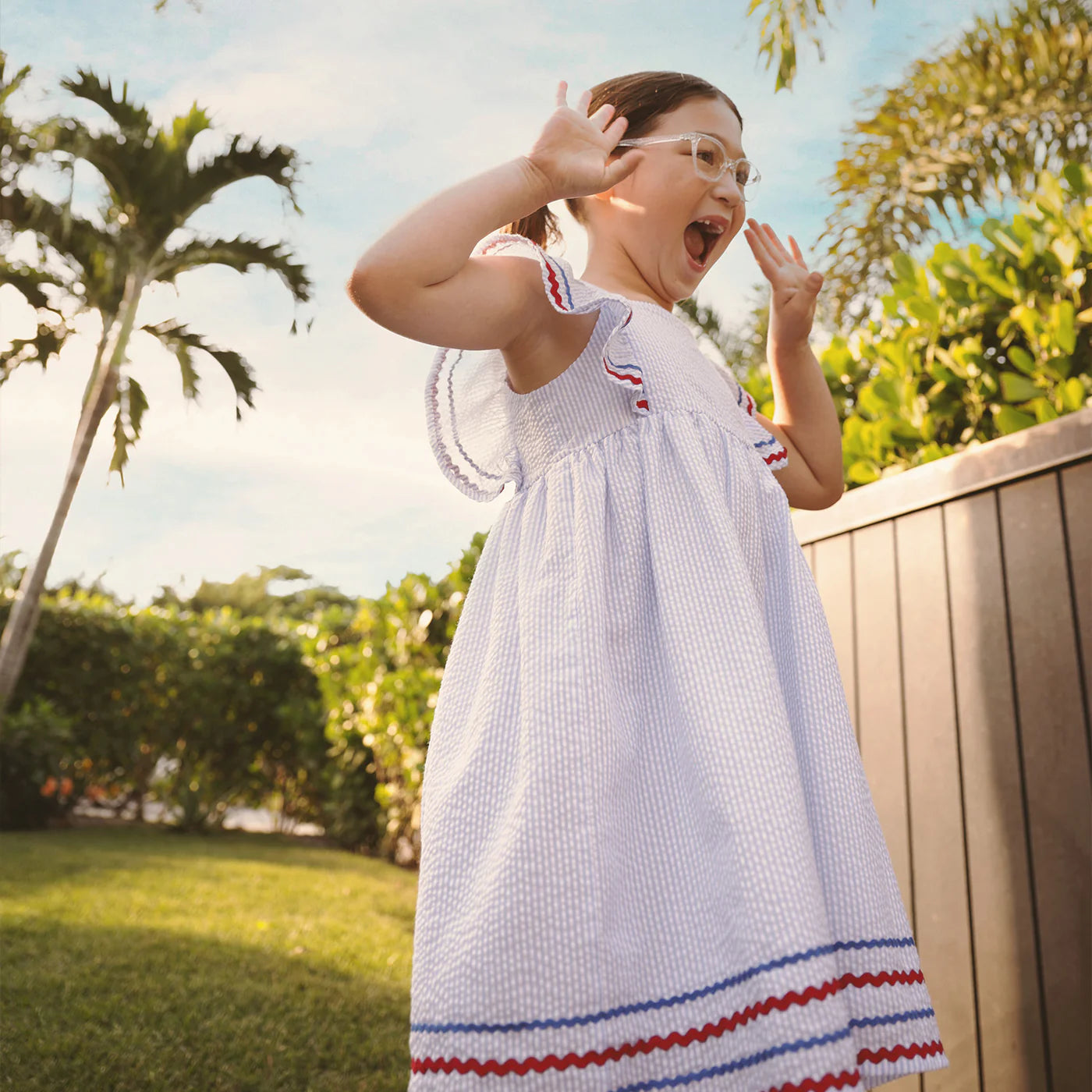 Seersucker Stripe Flutter Dress