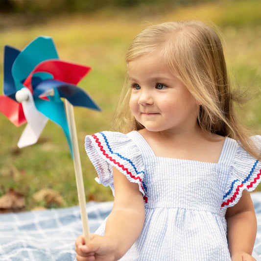 Seersucker Stripe Flutter Dress