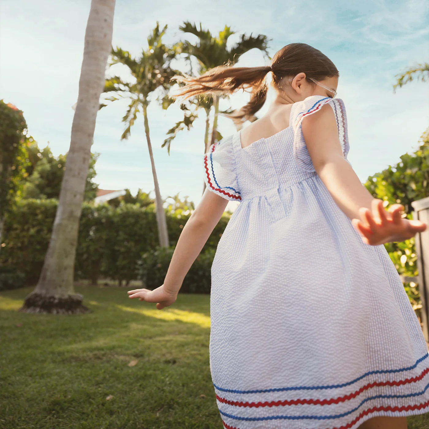 Seersucker Stripe Flutter Dress