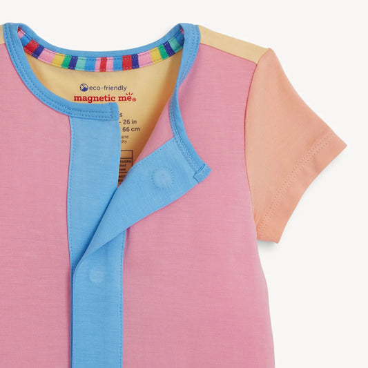 Colorblock Shell Pink S/S Short Romper