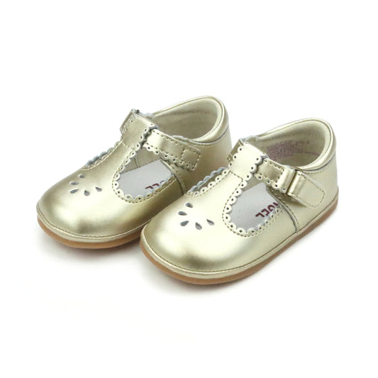 Dottie Scalloped T-Strap Mary Jane (Baby) // Gold