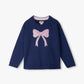 Pink Bow Sequin Sweater // Patriot Blue