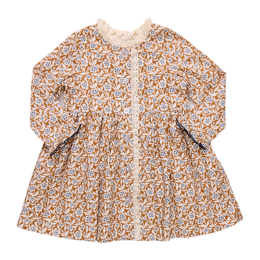 Girls Autumn Dress // Gold Climbing Floral