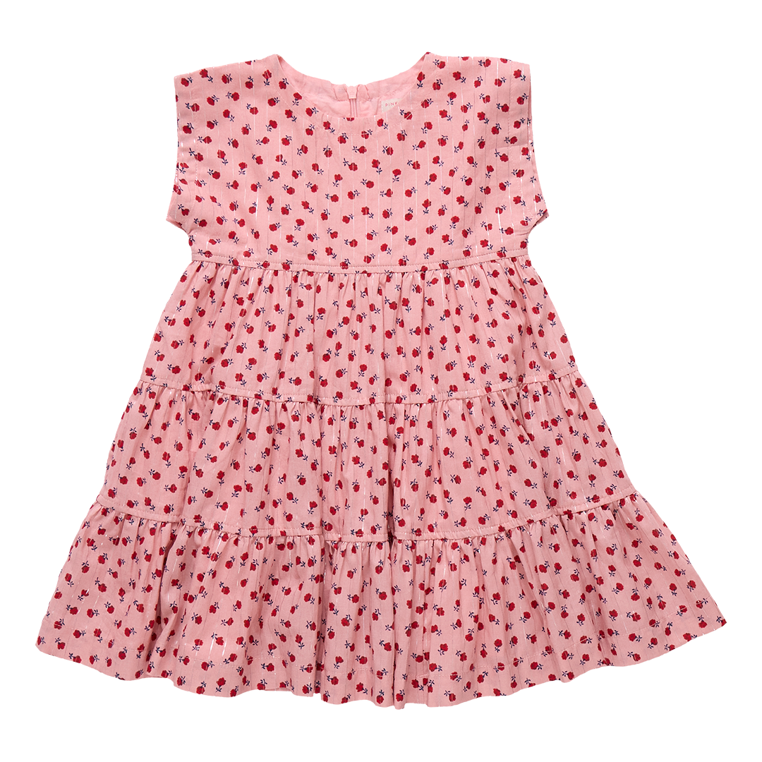 Girls Peachy Dress // Pink Tiny Roses