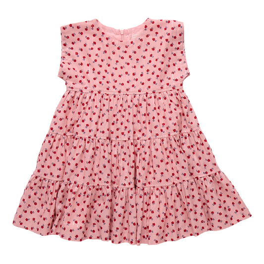 Girls Peachy Dress // Pink Tiny Roses
