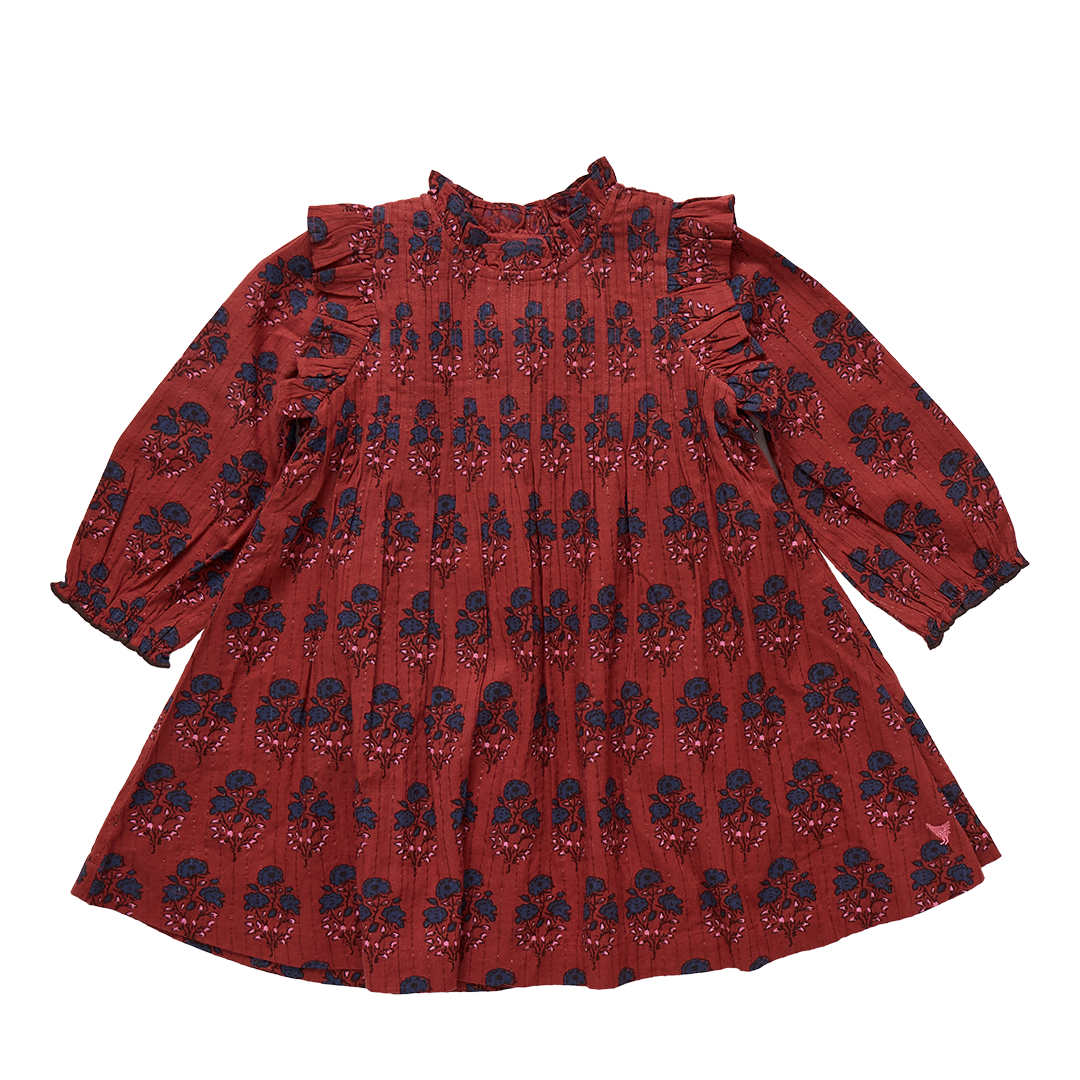 Girls Jaipur Dress // Red Autumn Strawflower