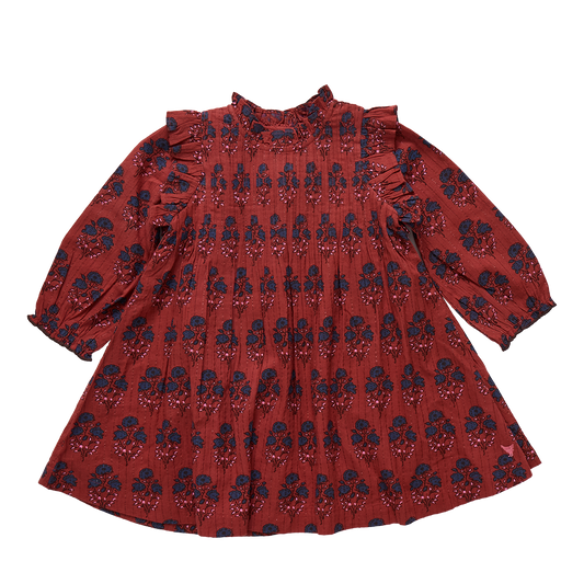 Girls Jaipur Dress // Red Autumn Strawflower