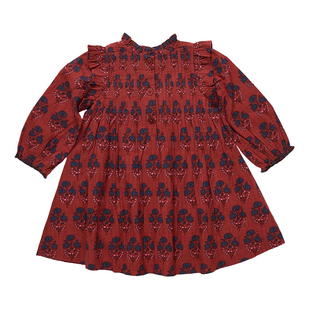 Girls Jaipur Dress // Red Autumn Strawflower