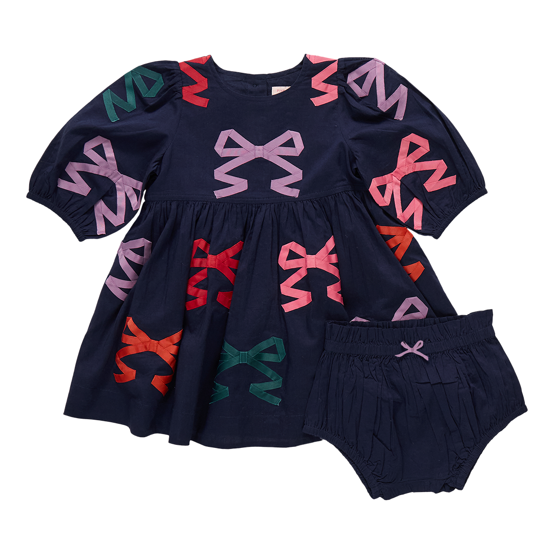 Baby Girls Brooke Dress Set // Multi Bow Applique