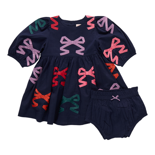 Baby Girls Brooke Dress Set // Multi Bow Applique