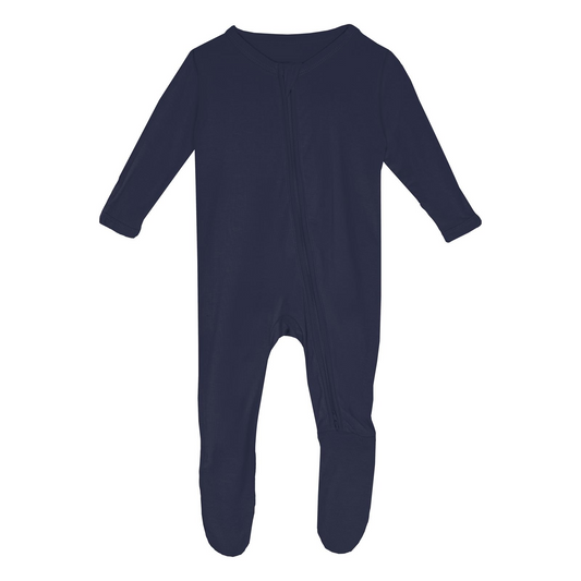 Peacoat Footie with 2 Way Zipper