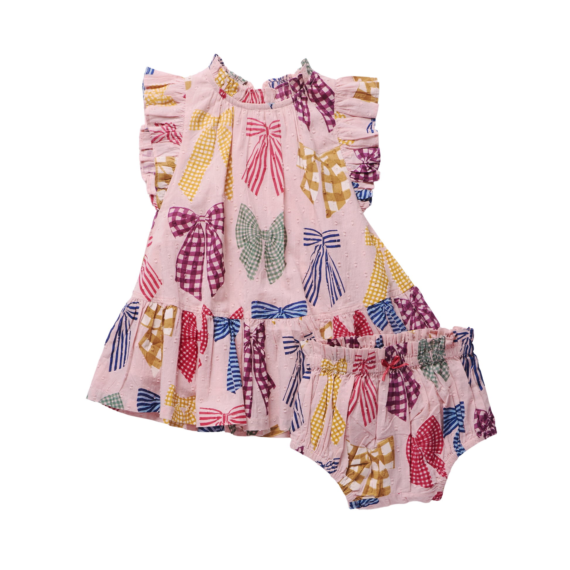 Pink Dress with multicolor bow design