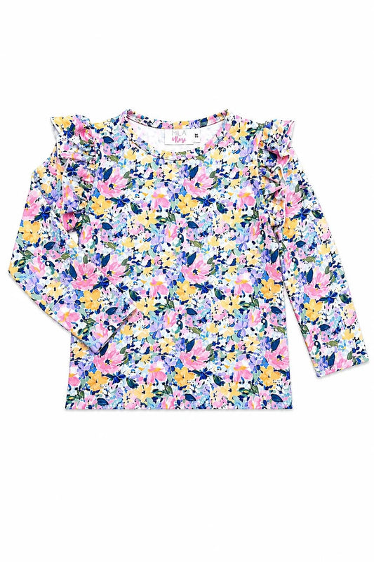 Fall Floral L/S Shirt Ruffle Sleeve