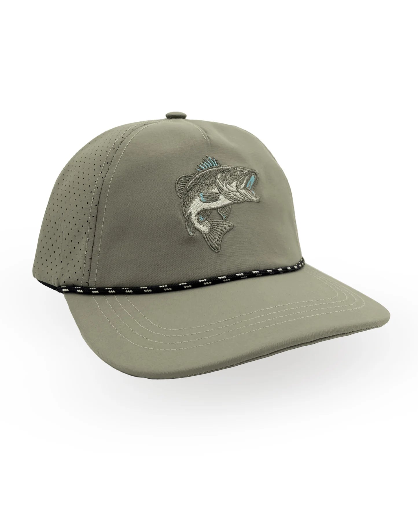 Green cap with fish emblem 
