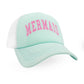 Mint green cap with 'MERMAID' text