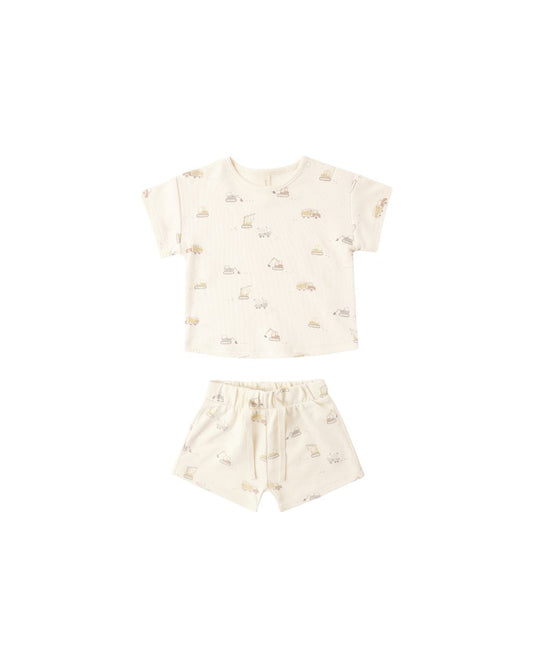 Short Set with muted Construction vehicles