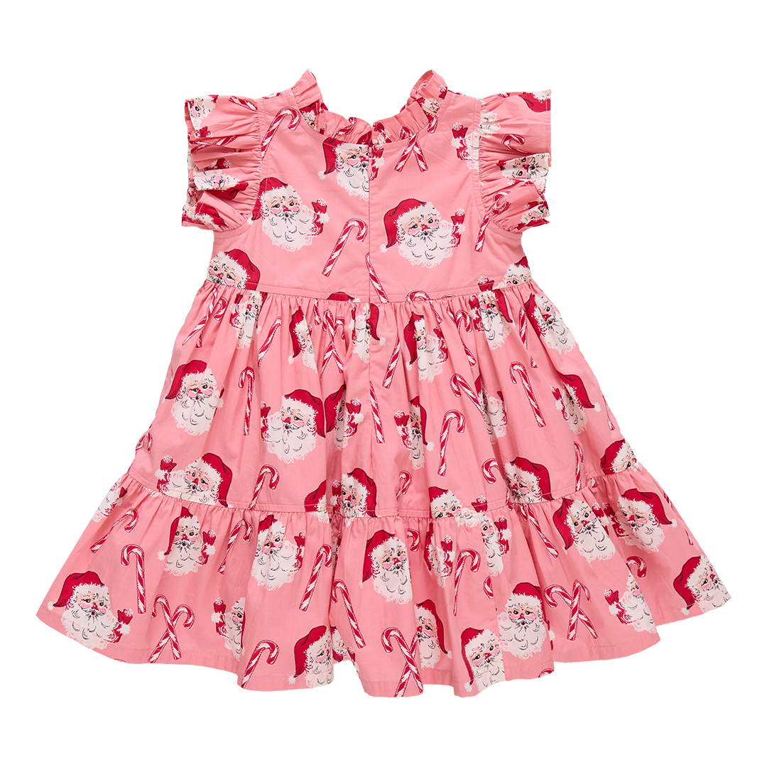 Girls Jennifer Dress // Pink Candy Cane Santa