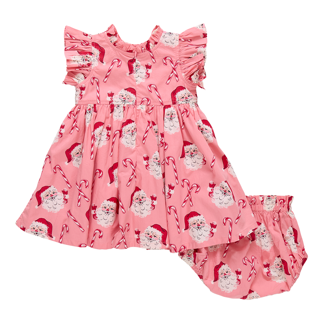 Baby Girl's Jennifer Dress Set // Pink Candy Cane Santa