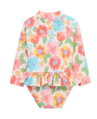 Pink Multi Floral 1 Piece Rashguard