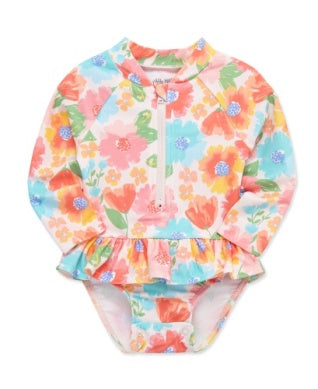 Pink Multi Floral 1 Piece Rashguard