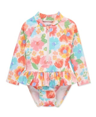 Pink Multi Floral 1 Piece Rashguard