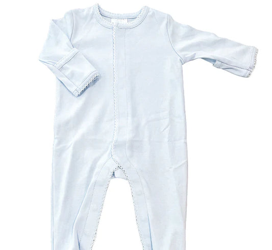 Light blue footie with white trim