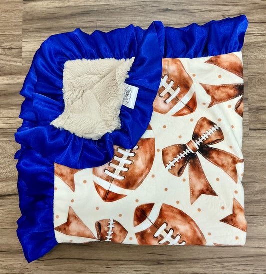 Bows & Football Minky Blanket