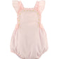 Pink baby romper with ruffled shoulder straps 