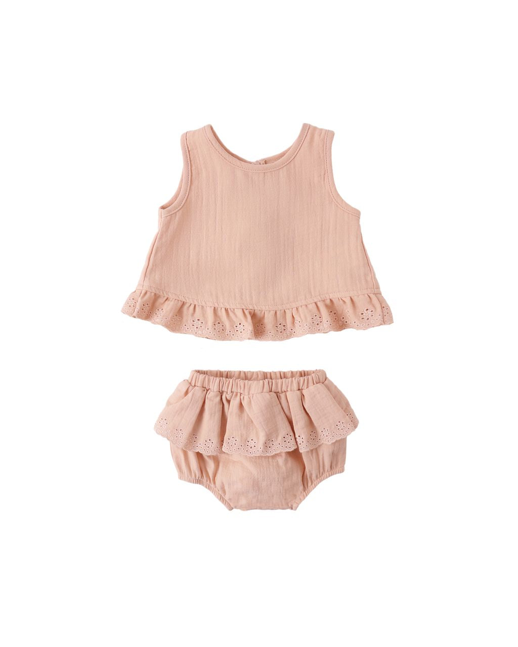 Pink baby outfit with top and bloomers