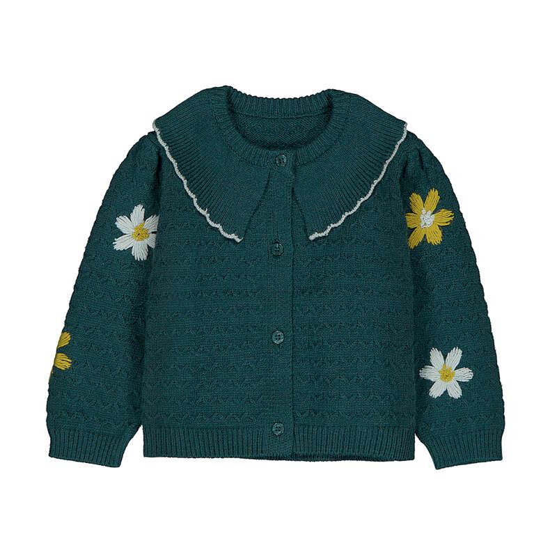 Floral Embroidered Cardigan // Teal 2306-40
