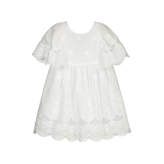 White cotton lace dress with beautiful details