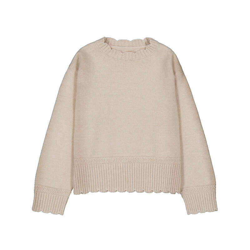 Champagne sweater with scalloped details