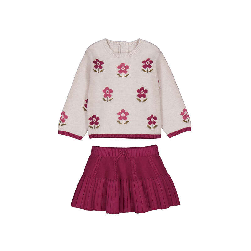 Floral Sweater & Skirt // Raspberry 2952-42