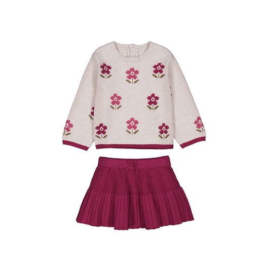 Floral Sweater & Skirt // Raspberry 2952-42