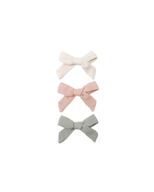 Bow With Clip Set // Natural + Fern + Rose