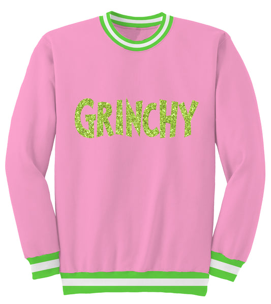 Grinchy Sequin Pink Sweatshirt