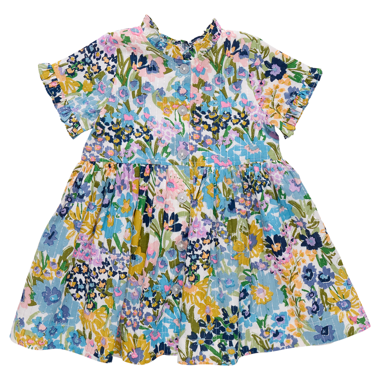 Girls Autumn Dress // Blue Large Stretch Floral
